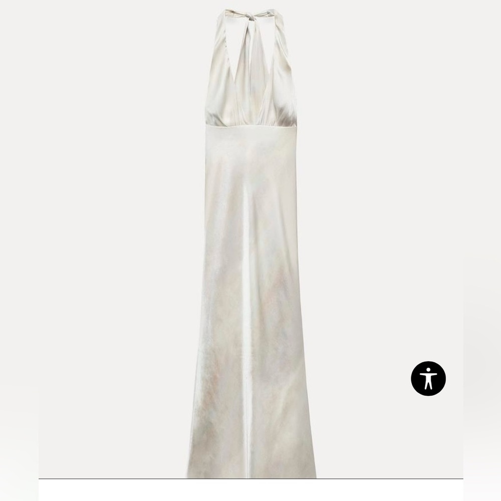 Long satin halter dress - Picture 2 of 12